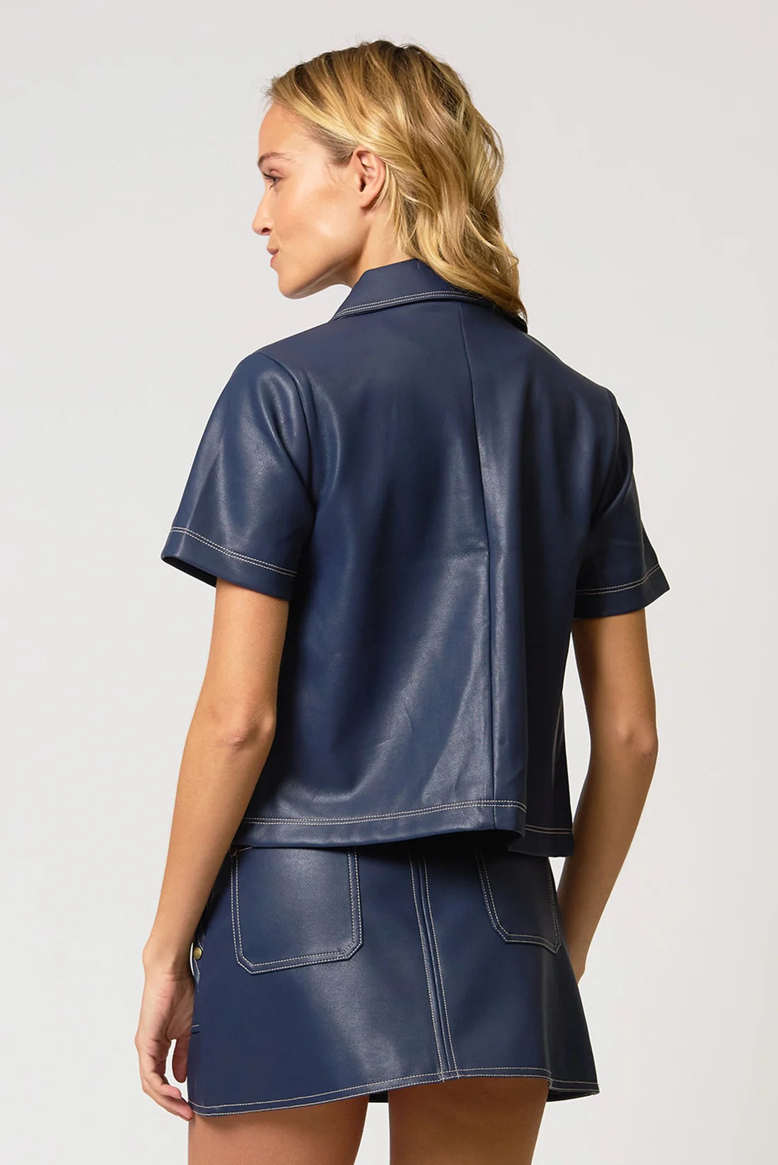 CENTRAL PARK WEST-Rusty Vegan Short Sleeve Cropped Jacket Navy