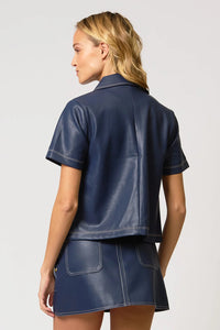 CENTRAL PARK WEST-Rusty Vegan Short Sleeve Cropped Jacket Navy