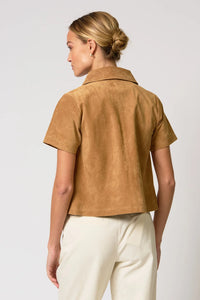 CENTRAL PARK WEST-Rusty Genuine Suede Short Sleeve Jacket Saddle