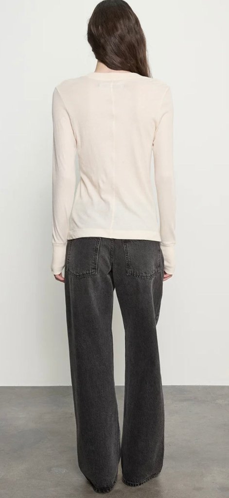 ENZA COSTA-Cashmere Jersey Easy Cuffed Crew Khaki