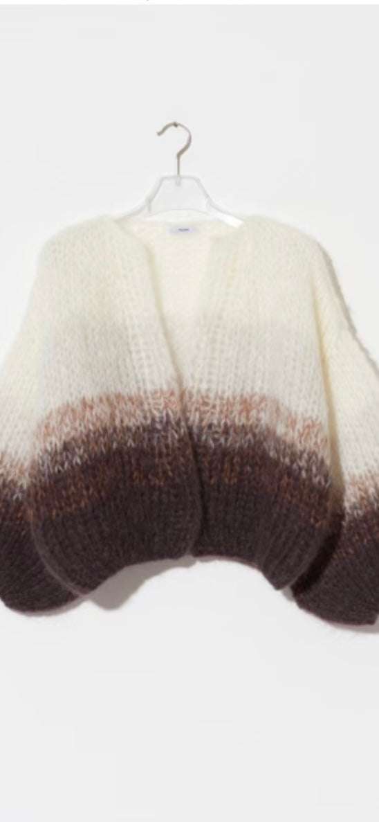 MAIAMI-Mohair Bomber Cardigan, Ombre Brown