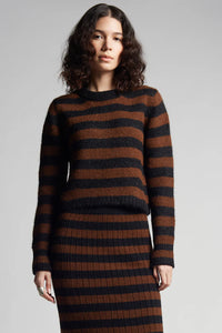 ELEVEN SIX-Ava Stripe Sweater Black & Cocoa Stripe