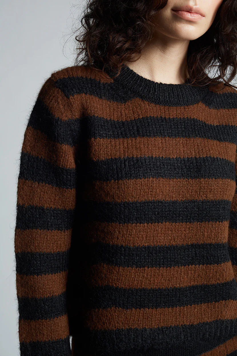 ELEVEN SIX-Ava Stripe Sweater Black & Cocoa Stripe