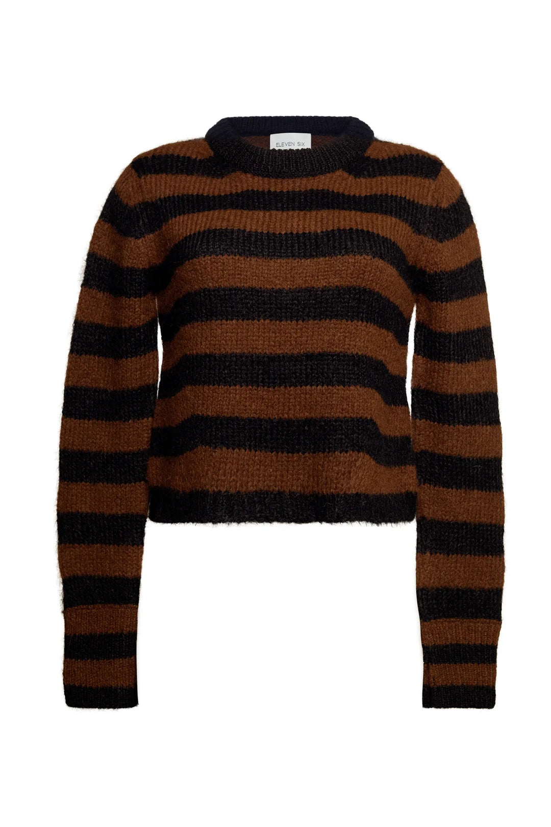 ELEVEN SIX-Ava Stripe Sweater Black & Cocoa Stripe