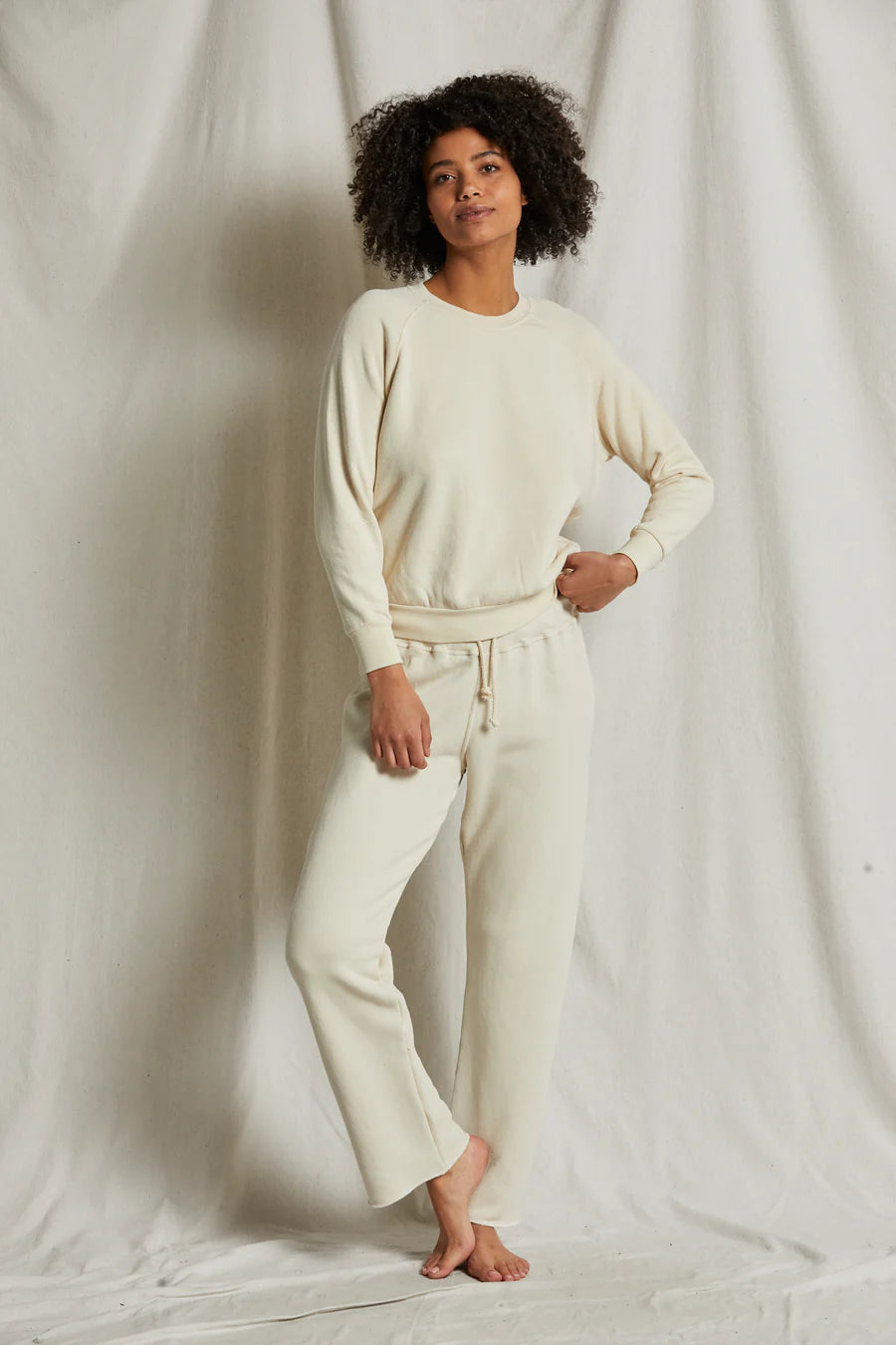 PERFECT WHITE TEE-Collins Cotton Fleece Straight Leg Sweatpant Sugar