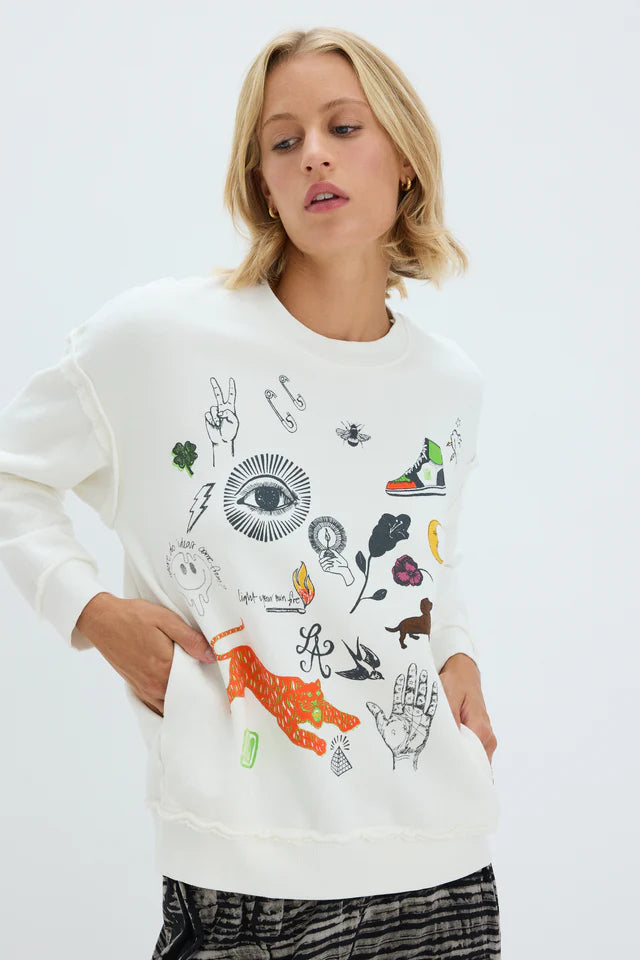 RAQUEL ALLEGRA-Hesperia Sweatshirt Dirty White