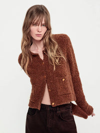 FRAME-Patch Pocket Cardi Camel