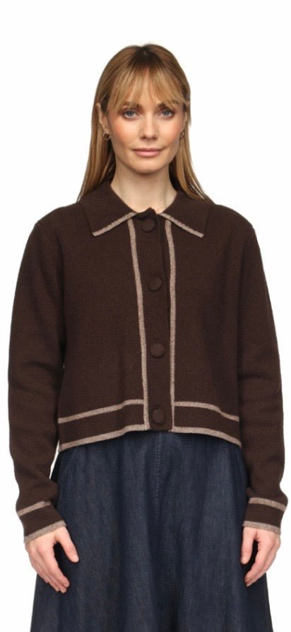 BRODIE-Adeline Fitted Jacket Dark Brown/Flower Coffee