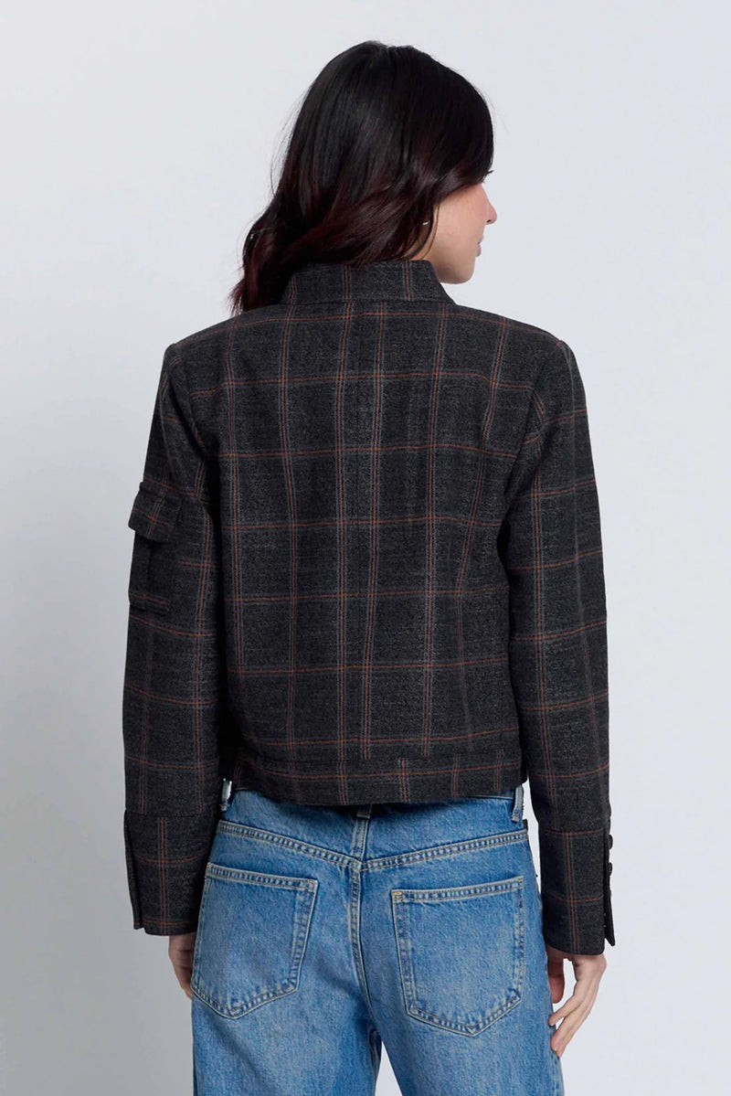 CENTRAL PARK WEST-Lyla Military Jacket Black/Brown Plaid