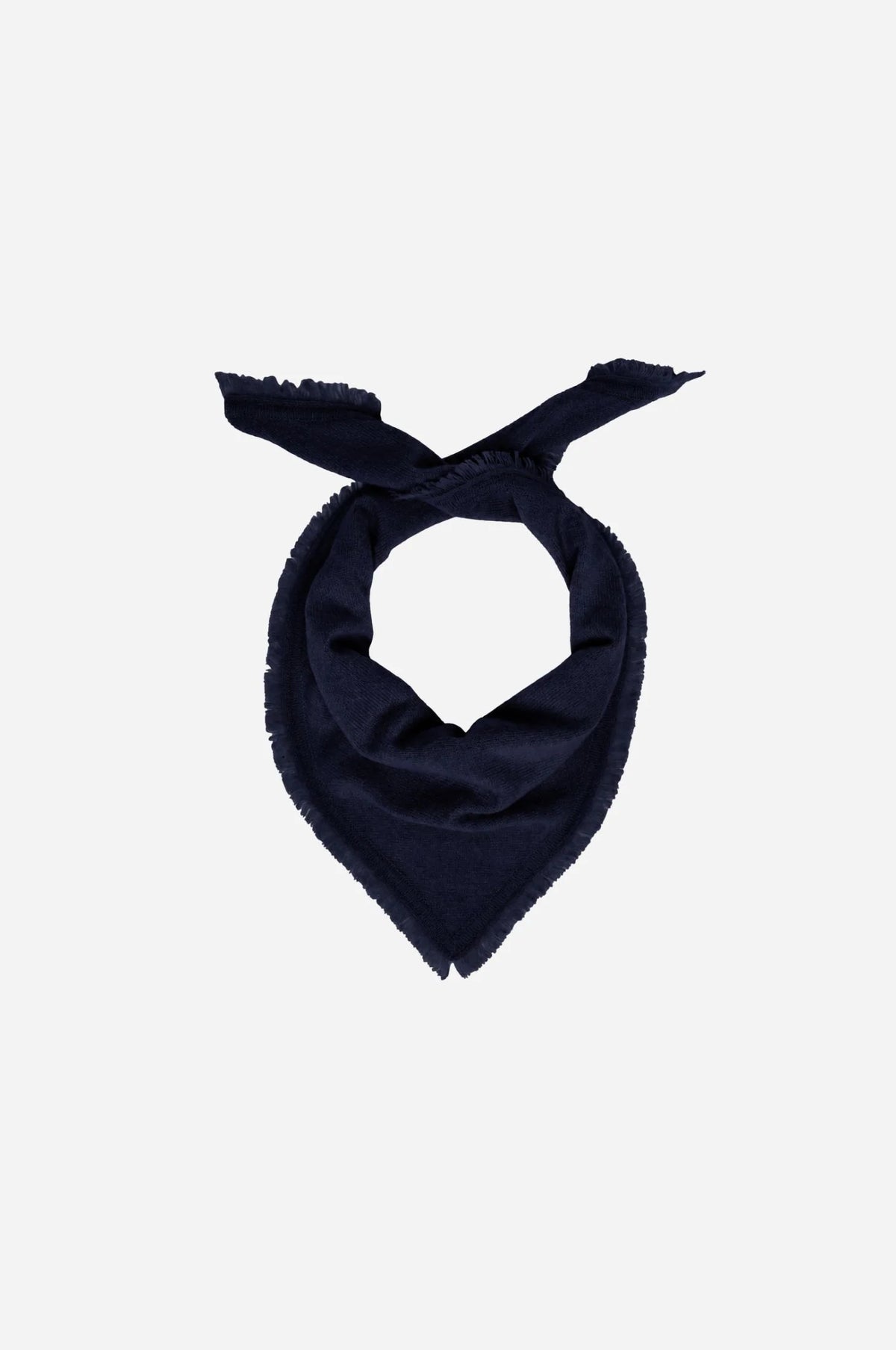 MINNIE ROSE-Cashmere Neckerchief Scarf with Eyelash Fringe Black