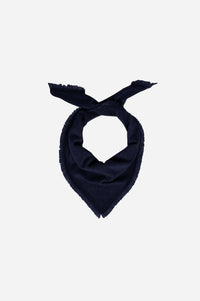 MINNIE ROSE-Cashmere Neckerchief Scarf with Eyelash Fringe Black