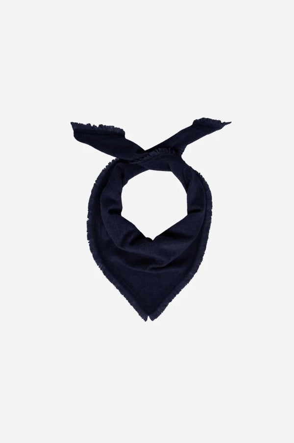 MINNIE ROSE-Cashmere Neckerchief Scarf with Eyelash Fringe Black