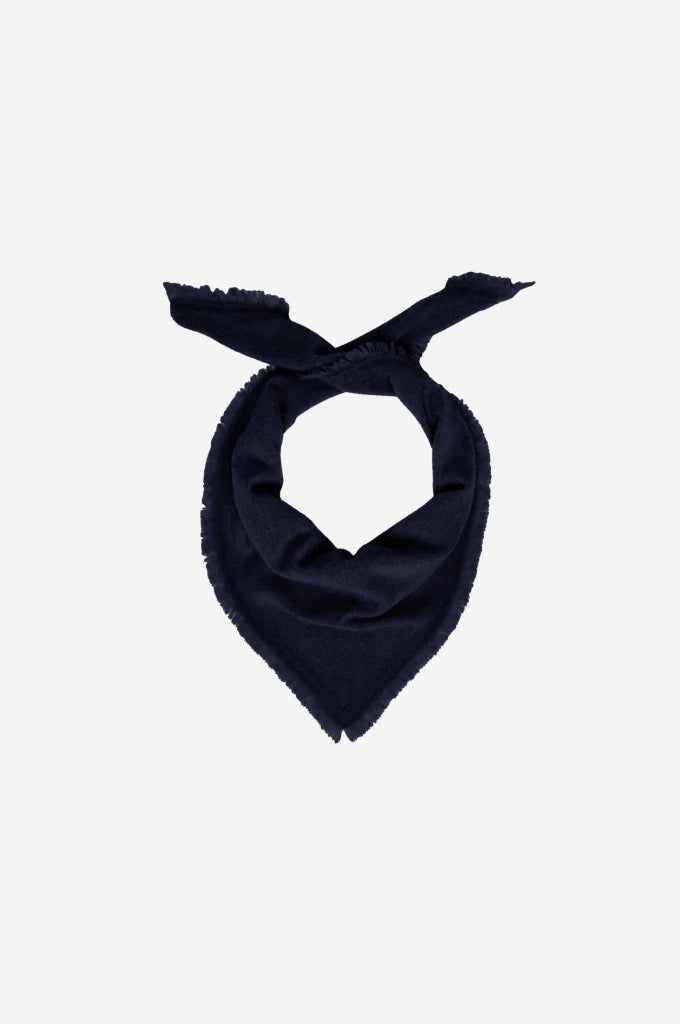 MINNIE ROSE-Cashmere Neckerchief Scarf with Eyelash Fringe Black