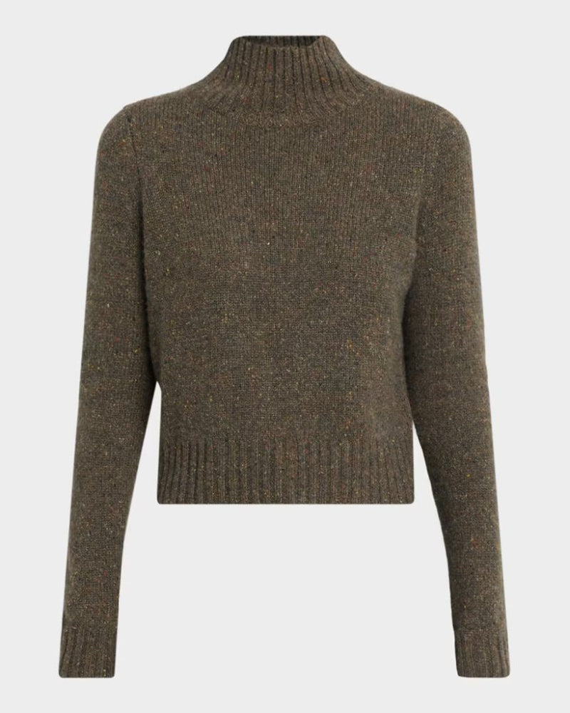 AUTUMN CASHMERE-Solid Cropped Chunky Mock Hazel