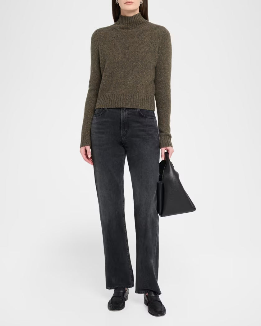 AUTUMN CASHMERE-Solid Cropped Chunky Mock Hazel