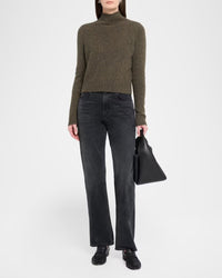 AUTUMN CASHMERE-Solid Cropped Chunky Mock Hazel