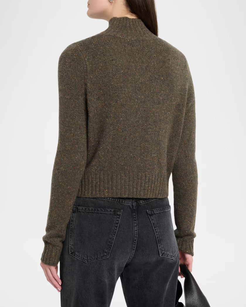 AUTUMN CASHMERE-Solid Cropped Chunky Mock Hazel