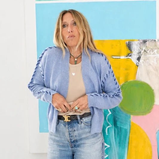 KERRI ROSENTHAL-Sienna Cashmere Cardigan Denim Blue