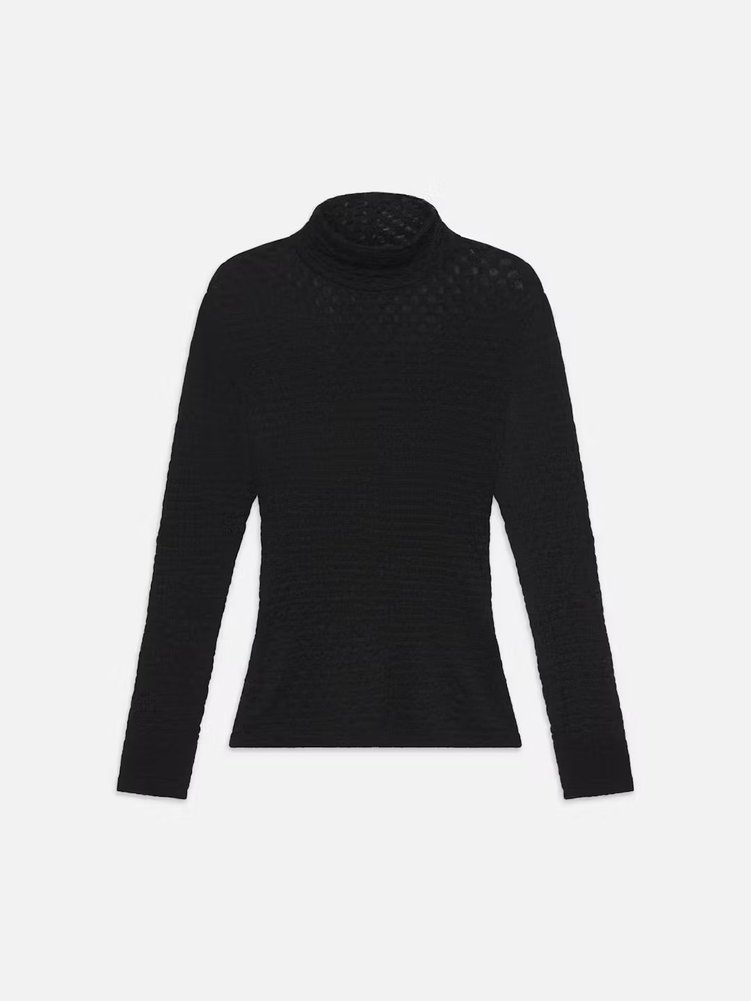 FRAME-Mesh Lace Turtleneck Noir