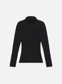 FRAME-Mesh Lace Turtleneck Noir