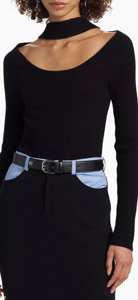 NAADAM-Wool Cashmere Ribbed Reversible Turtleneck Black