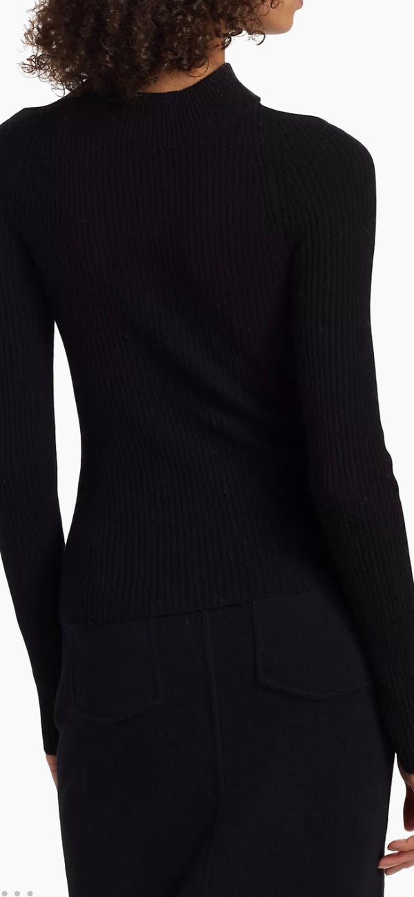 NAADAM-Wool Cashmere Ribbed Reversible Turtleneck Black