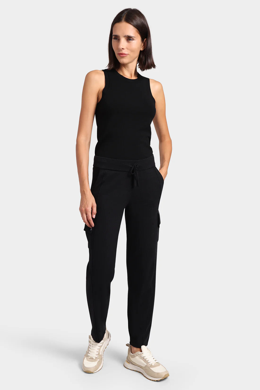 MINNIE ROSE-Cotton Cashmere Cargo Pant Black Charcoal