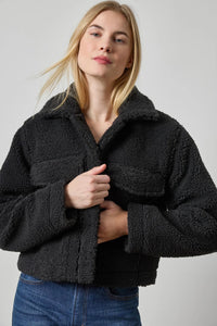 LILLA P-Sherpa Collared Jacket Black