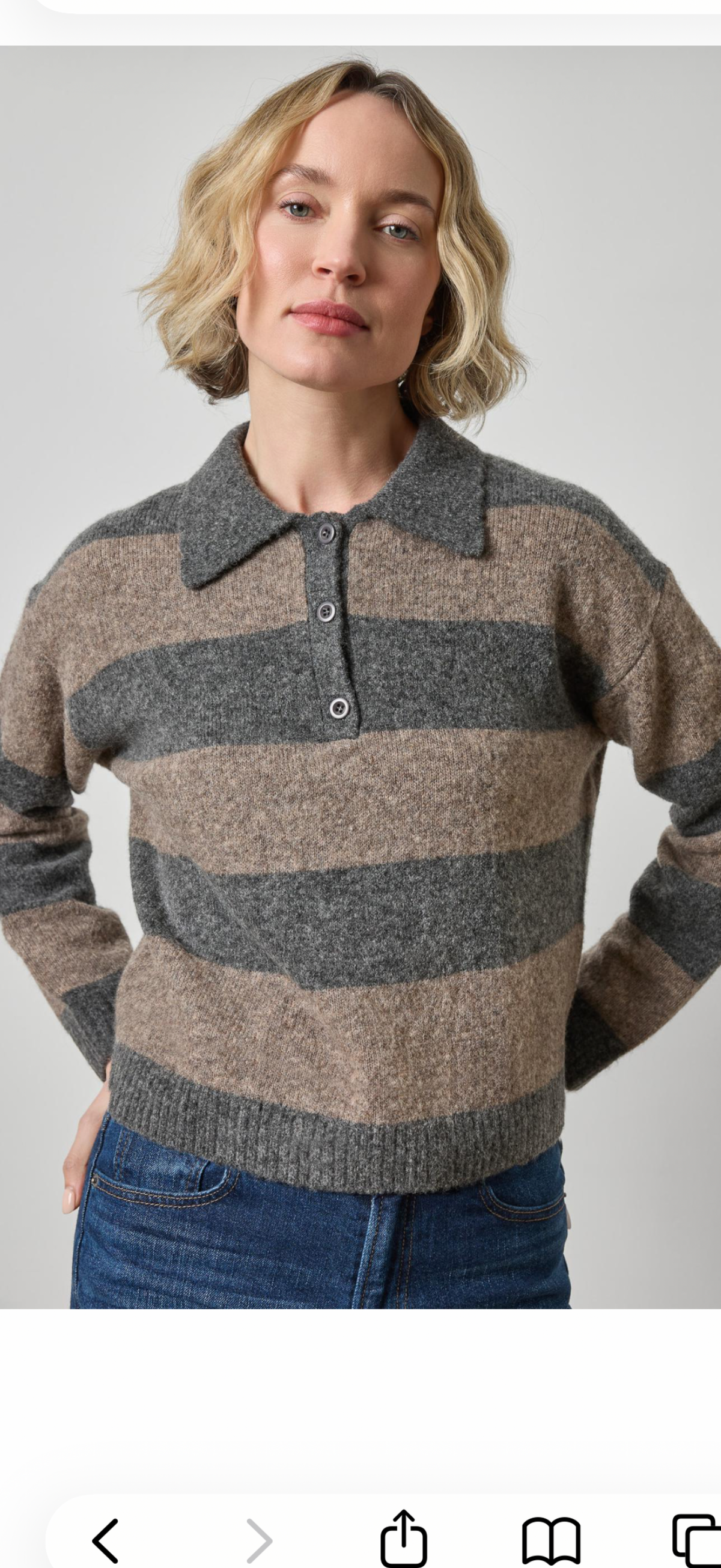 LILLA P-Striped Polo Sweater Graphite Stripe