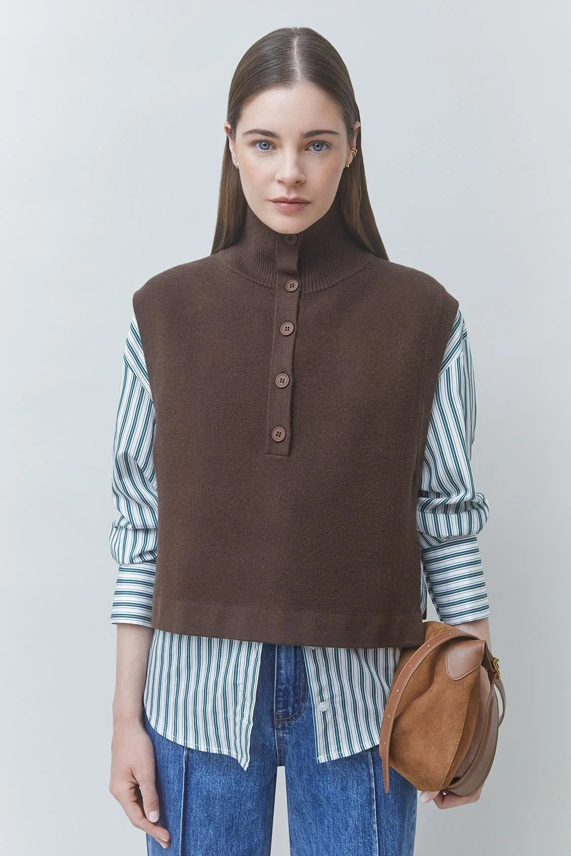 SUNCOO-Pacomi Short Button Up Sleeves Cafe