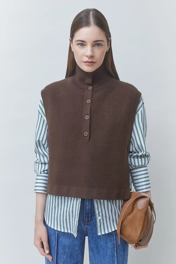 SUNCOO-Pacomi Short Button Up Sleeves Cafe