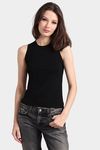 MINNIE ROSE-Viscose Blend Crew Tank Black