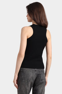 MINNIE ROSE-Viscose Blend Crew Tank Black