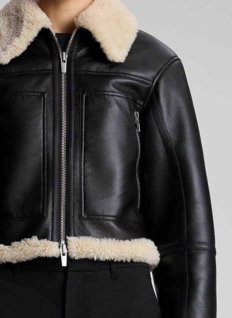 ALC-Avery Faux Shearling Jacket Black/Champagne