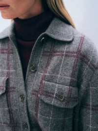 WHITE & WARREN- Cashmere Blend Shirt Jacket Dark Stee Heather Combo