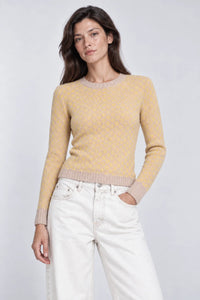 MINNIE ROSE-Double Knit Long Sleeve Crew Brown Sugar/Golden Cream