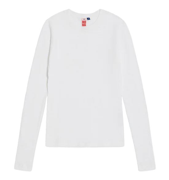 NO NAME ME-Long sleeve Crewneck Tee White