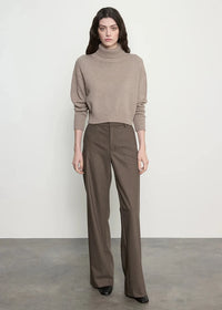 ENZA COSTA-Cotton Cashmere Funnelneck Sweater Taupe Heather