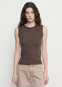 ENZA COSTA-Supima Cotton New Classic Sleeveless Tee Espresso
