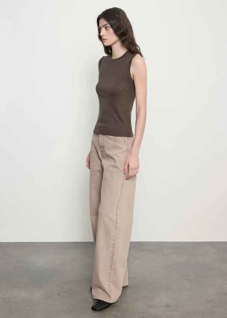 ENZA COSTA-Supima Cotton New Classic Sleeveless Tee Espresso