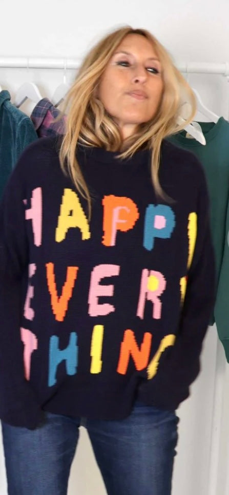 KERRI ROSENTHAL-Boyfriend Happy Every Thing Sweater Indigo