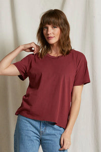 PERFECT WHITE TEE-Harley Crispy Lightweight Cotton Boxy Crew Tee Cranberry