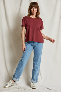 PERFECT WHITE TEE-Harley Crispy Lightweight Cotton Boxy Crew Tee Cranberry