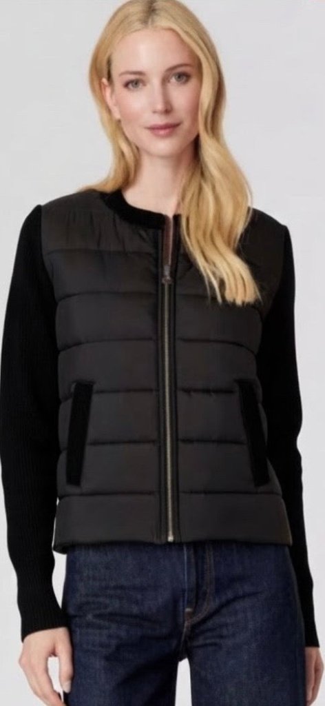 J SOCIETY-Puffer Jacket with Knit Black