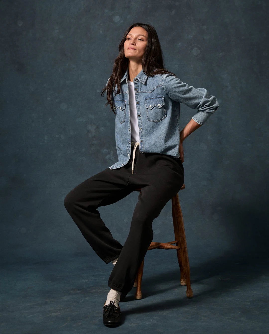 THE GREAT-The Fleece Stadium Sweatpant Almost Black