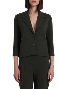 MINNIE ROSE- Viscose Blend Shrunken Blazer Army