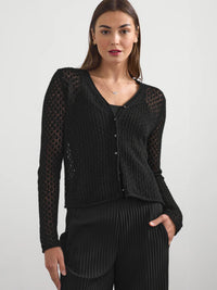 MARGARET O'LEARY- Lace Vee Cardigan Black