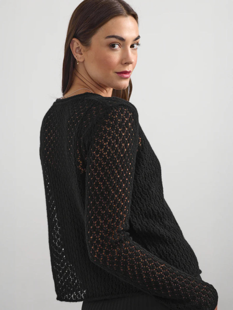 MARGARET O'LEARY- Lace Vee Cardigan Black