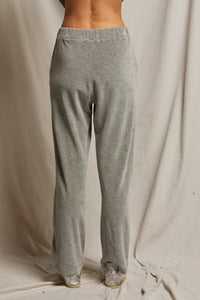 PEFERCT WHITE TEE-Holly Velour Wide Leg Sweat Pant Heather Gray