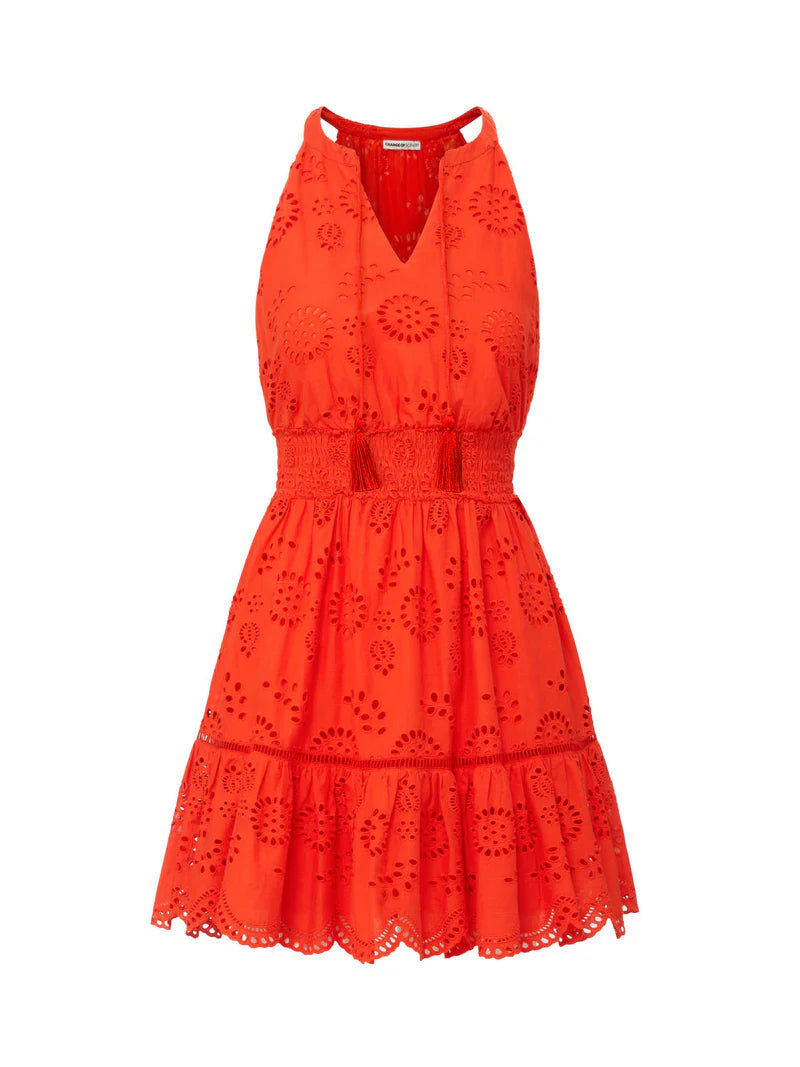 CHANGE OF SCENERY-Emma Dress In Flame San Andres Eyelet